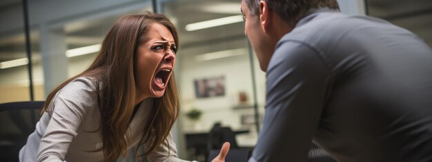 Un supervisore e un subordinato si urlano addosso in un ufficio dell'azienda