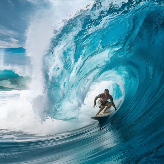 un surfista sta cavalcando un'onda nell'oceano