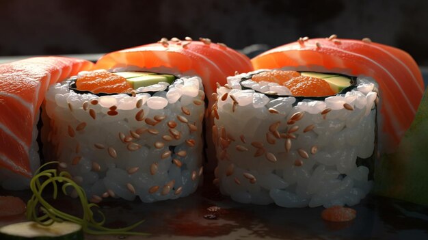 Un sushi che è su un piattogenerativo ai