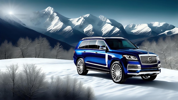 Un SUV di lusso blu lucido.