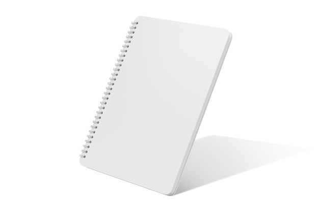 Un taccuino a spirale bianco con copertina bianca.