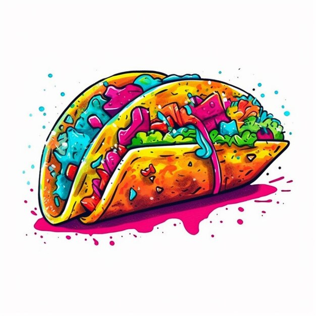 un taco colorato con tanti condimenti ai generativa