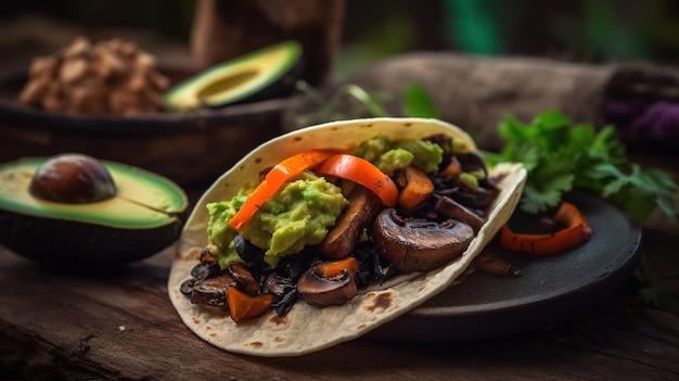 Un taco con avocado sul lato