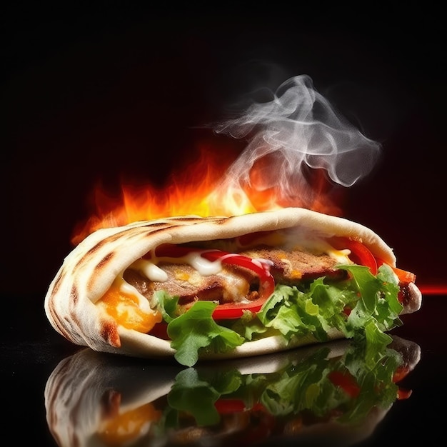 Un taco con un fumo affumicato sopra