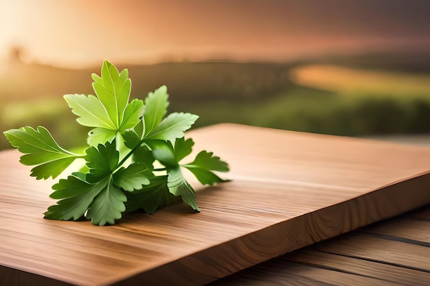 Un tagliere di legno con del prezzemolo sopra