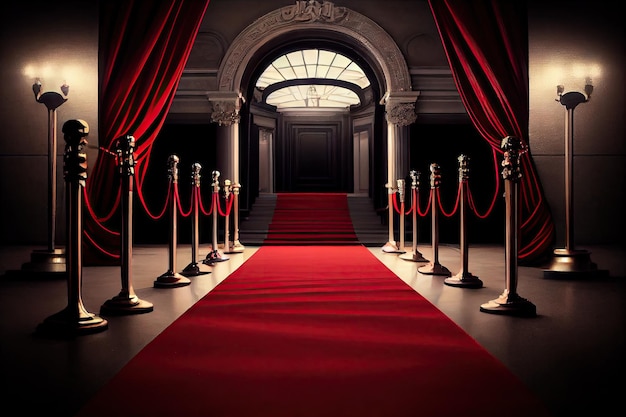 Un tappeto rosso che conduce all'ingresso di un'affascinante prima cinematografica