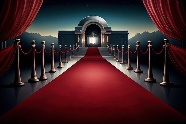 Un tappeto rosso steso che conduce all'ingresso di un locale glamour