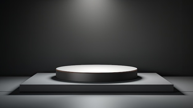 un tavolo con una ciotola bianca su di esso e uno sfondo nero