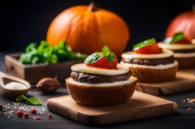 un tavolo con una zucca e una zucca su di esso