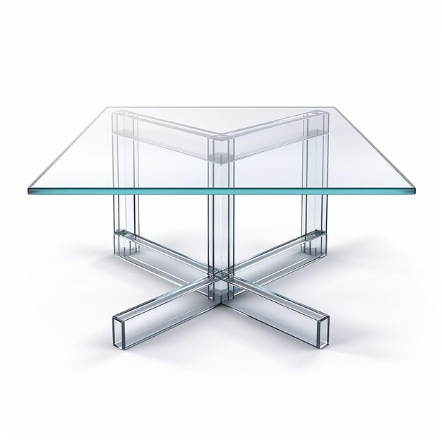 un tavolo di vetro con una parte superiore in vetro e una parte inferiore in vetro