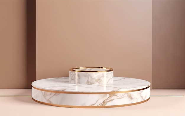 Un tavolo in marmo con anelli d'oro e uno sfondo marrone
