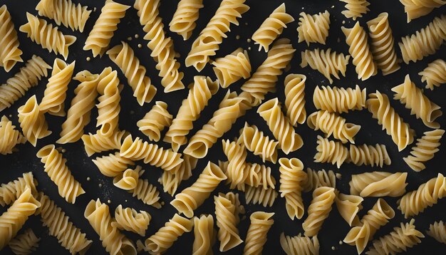 un tavolo nero con una tavola nera con la pasta su di esso e la parola pasta