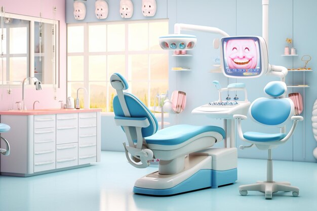 Un team dentistico felice in una clinica moderna che promuove l'AI generativa