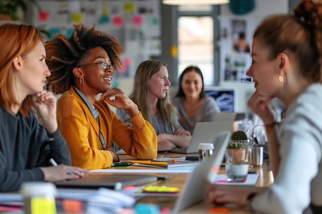 Un team diversificato che collabora a una campagna di marketing