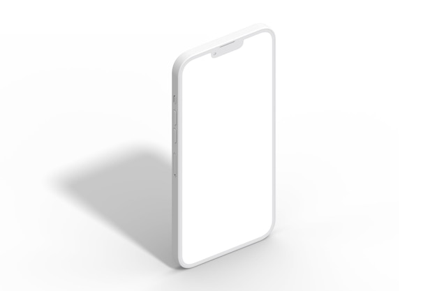 Un telefono bianco con uno schermo bianco e uno sfondo bianco.