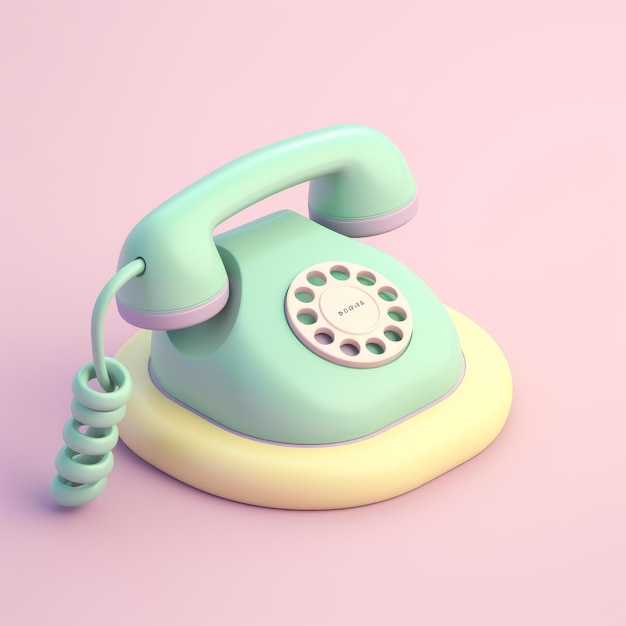 Un telefono blu e verde con un cavo giallo.