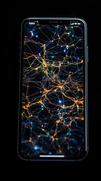 Un telefono cellulare con un display illuminato di luci.