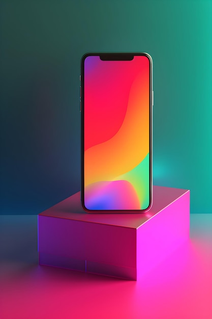 Un telefono con un display colorato