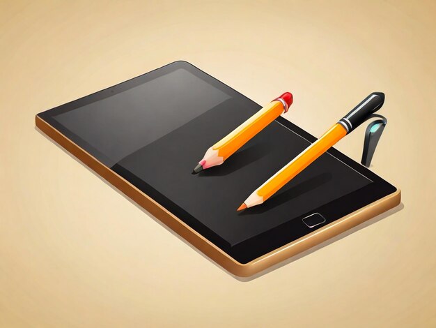 un telefono con una matita e una penna accanto a una penna