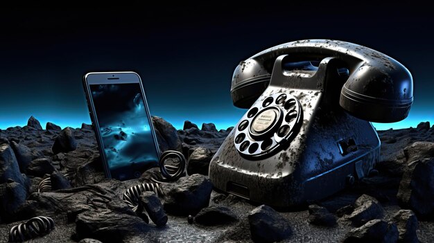 un telefono e un telefono su rocce