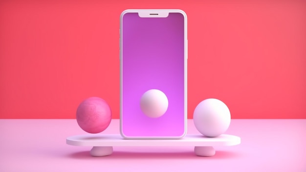 Un telefono rosa con uno schermo bianco
