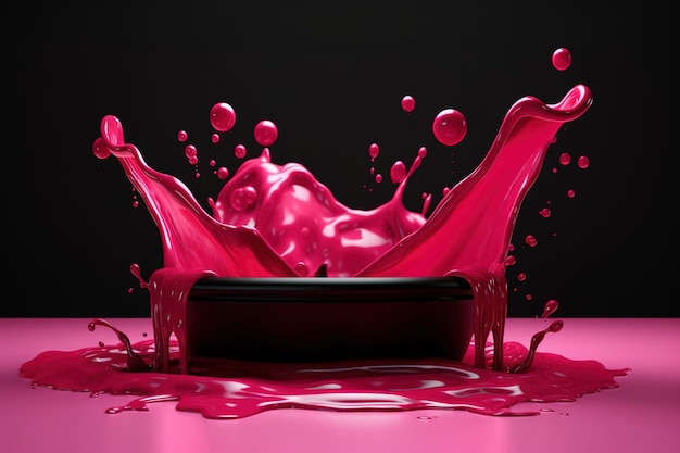 Un telefono rosa viene fatto cadere in un liquido rosa.