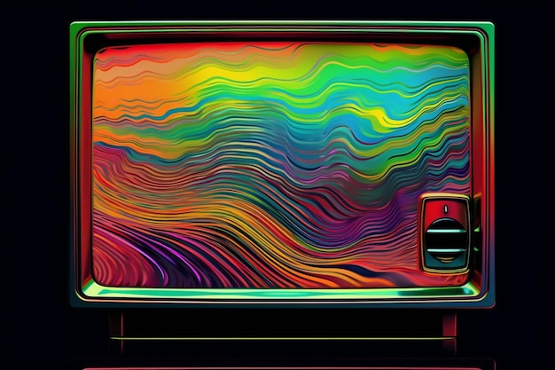un televisore colorato con uno sfondo color arcobaleno.