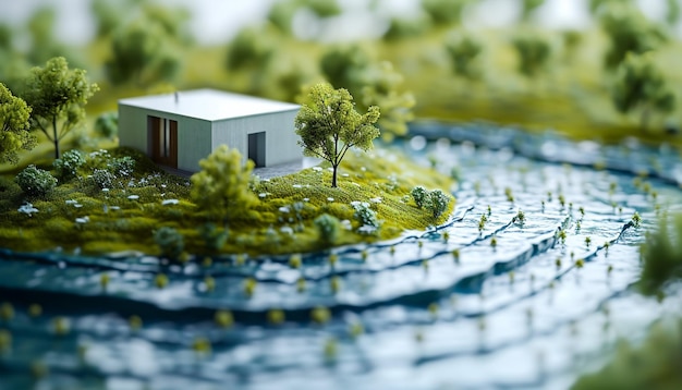 un tema 3D incentrato sulla conservazione e la sostenibilità dell'acqua.
