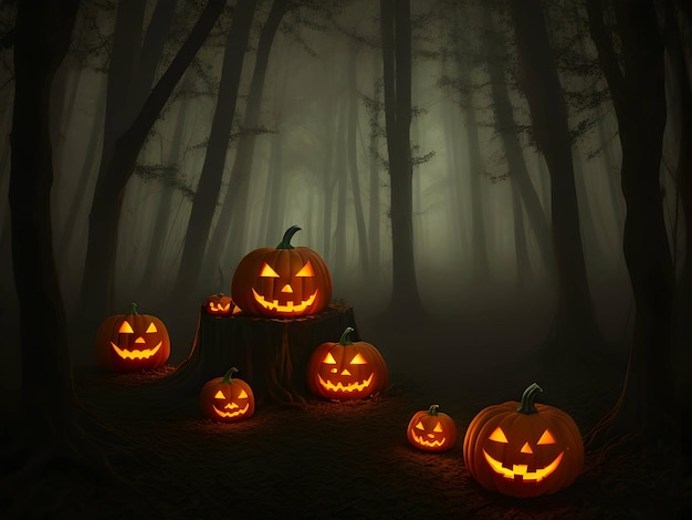 Un tema nero horror di zucca di Halloween per una felice generazione AI di celebrazione di Halloween