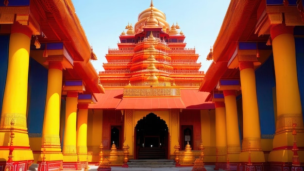Un tempio con il tetto rosso e la scritta "mahabalipuram" in alto.