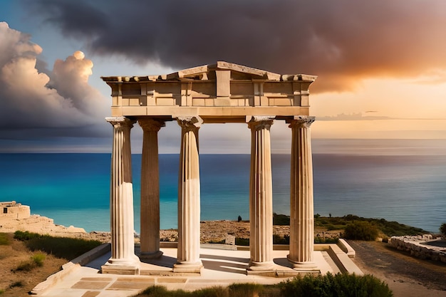 Un tempio davanti a un cielo nuvoloso