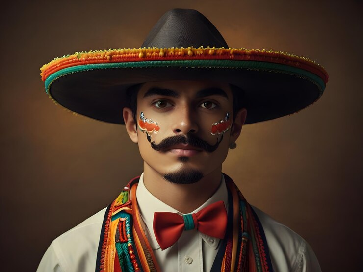 un teschio con un sombrero è decorato con fiori