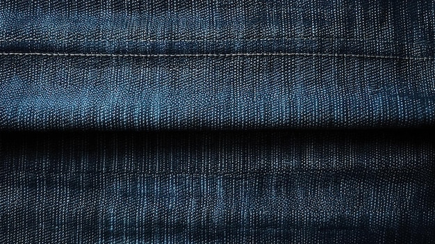 Un tessuto denim blu con una striscia blu scuro.