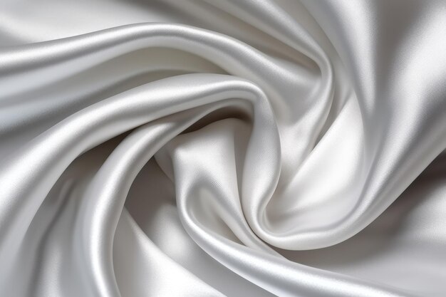 Un tessuto di seta bianca con un tenue colore grigio chiaro.