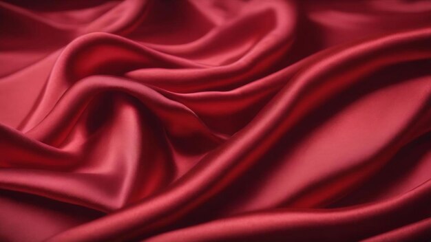 Un tessuto di seta rossa con un bordo curvo