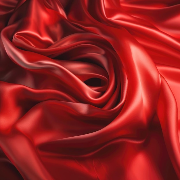 Un tessuto di seta rossa con una morbida onda di luce.