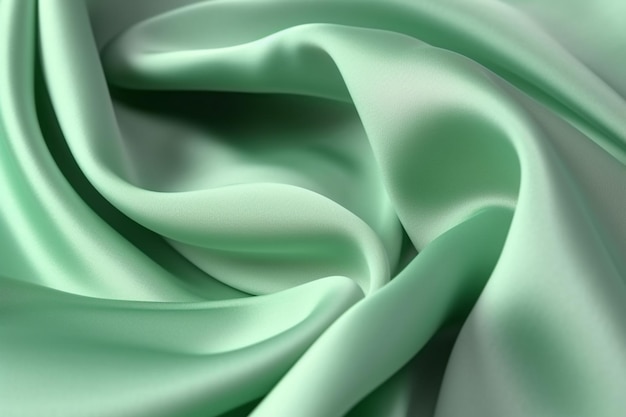 Un tessuto di seta verde con uno sfondo bianco.