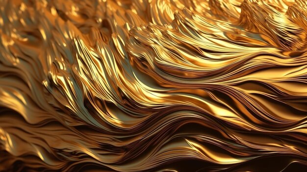 Un tessuto dorato con un motivo a linee ondulate.