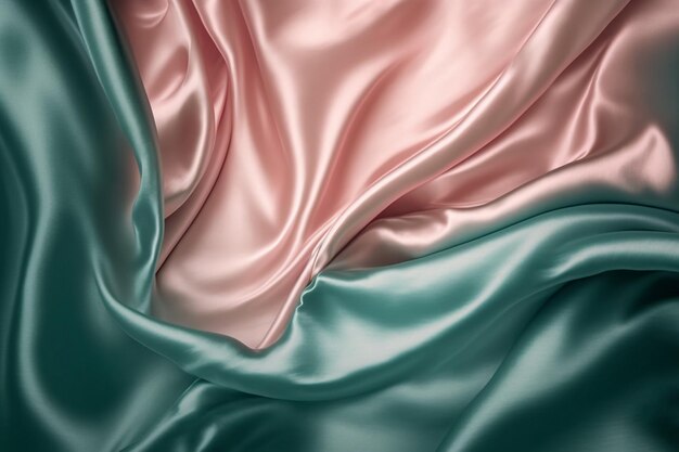 Un tessuto rosa e verde dall'aspetto morbido e morbido.