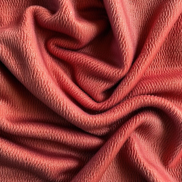 Un tessuto rosso con un motivo di piccoli cerchi sulla parte superiore.