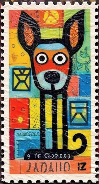 Un timbro cane pop art