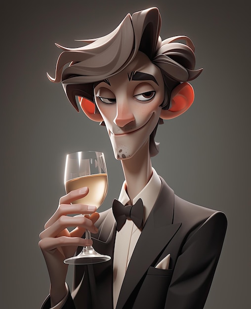 un tizio con un bicchiere di vino