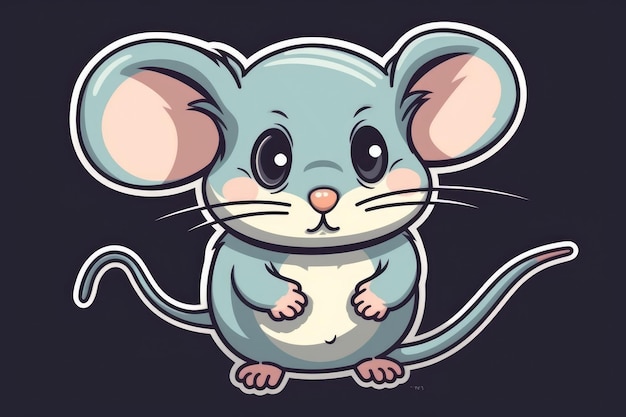 Un topo cartone animato con uno sfondo nero e una faccia bianca.