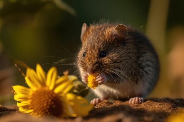 Un topo che mangia semi di girasole Generale AI