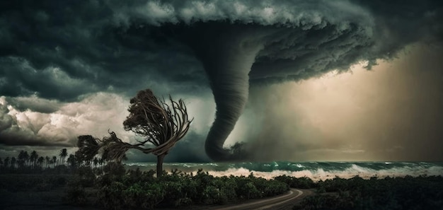 Un tornado di tempesta tropicale o un uragano Generativo ai