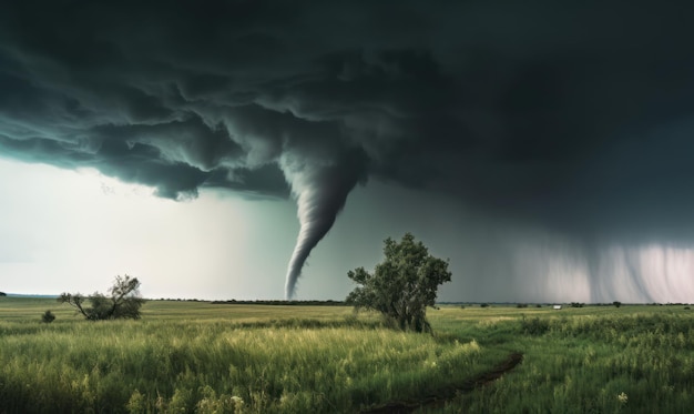 Un tornado è visto in un campo nel paese.