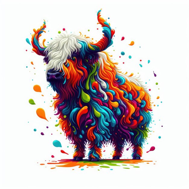 un toro colorato con la parola yak su di esso