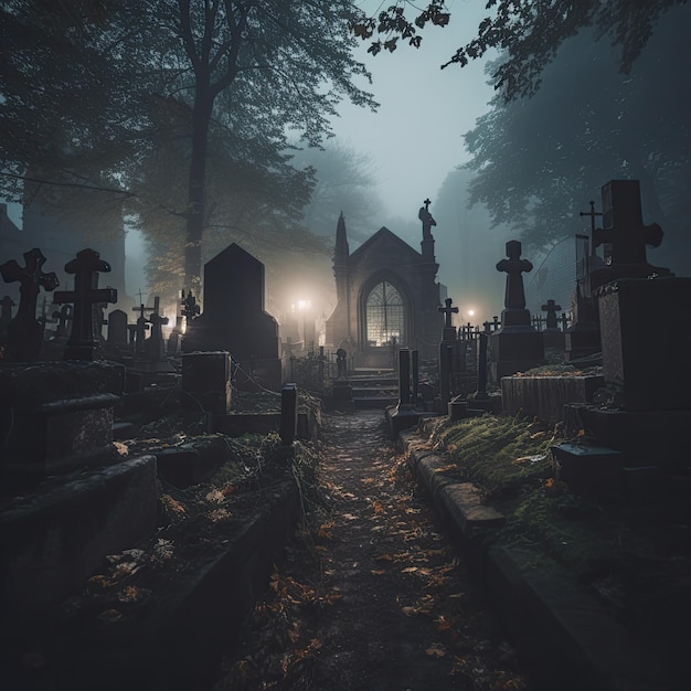 Un tour del cimitero infestato con guide che raccontano storie di fantasmi