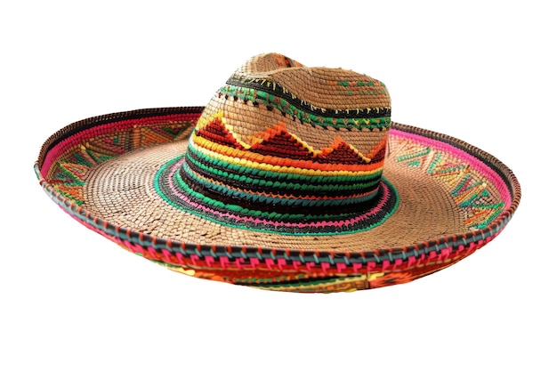 Un tradizionale sombrero messicano colorato isolato su uno sfondo bianco