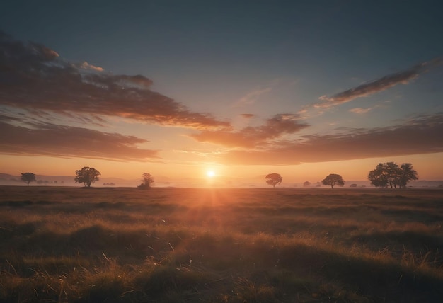 un tramonto con gli alberi sullo sfondo e un tramonto sullo sfondo